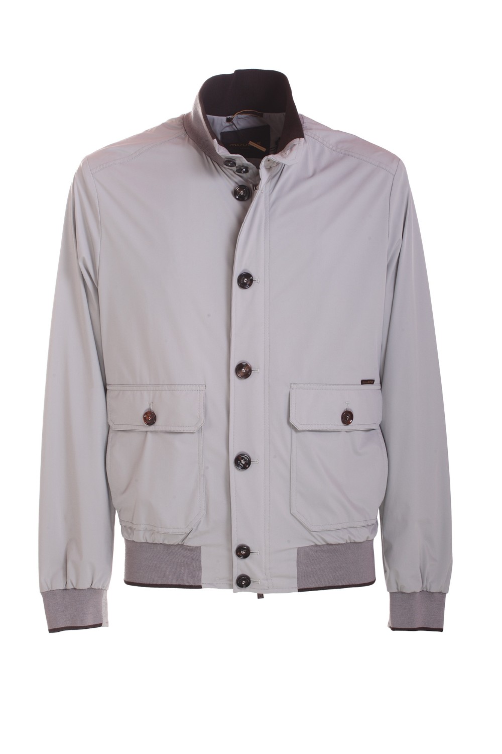 shop MOORER Saldi Bomber: Moorer bomber "Carlos KN".
Collo, fondo e polsini in maglia. 
Chiusura frontale con zip e bottoni in corno. 
Tasche frontali a toppa con pattina e bottone a doppia entrata. Pratiche tasche porta documenti e rifiniture con fettucce logate.
Composizione: 88%Poliammide 12%Poliuretanica.
Fabbricato in Italia.. CARLOS KN-GHIACCIO U0106 number 3695186